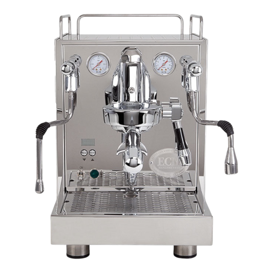 Kaffeekontor Bayern ECM Mechanika MAX II Espressomaschine aus poliertem Edelstahl mit OLED-Display und Manometern