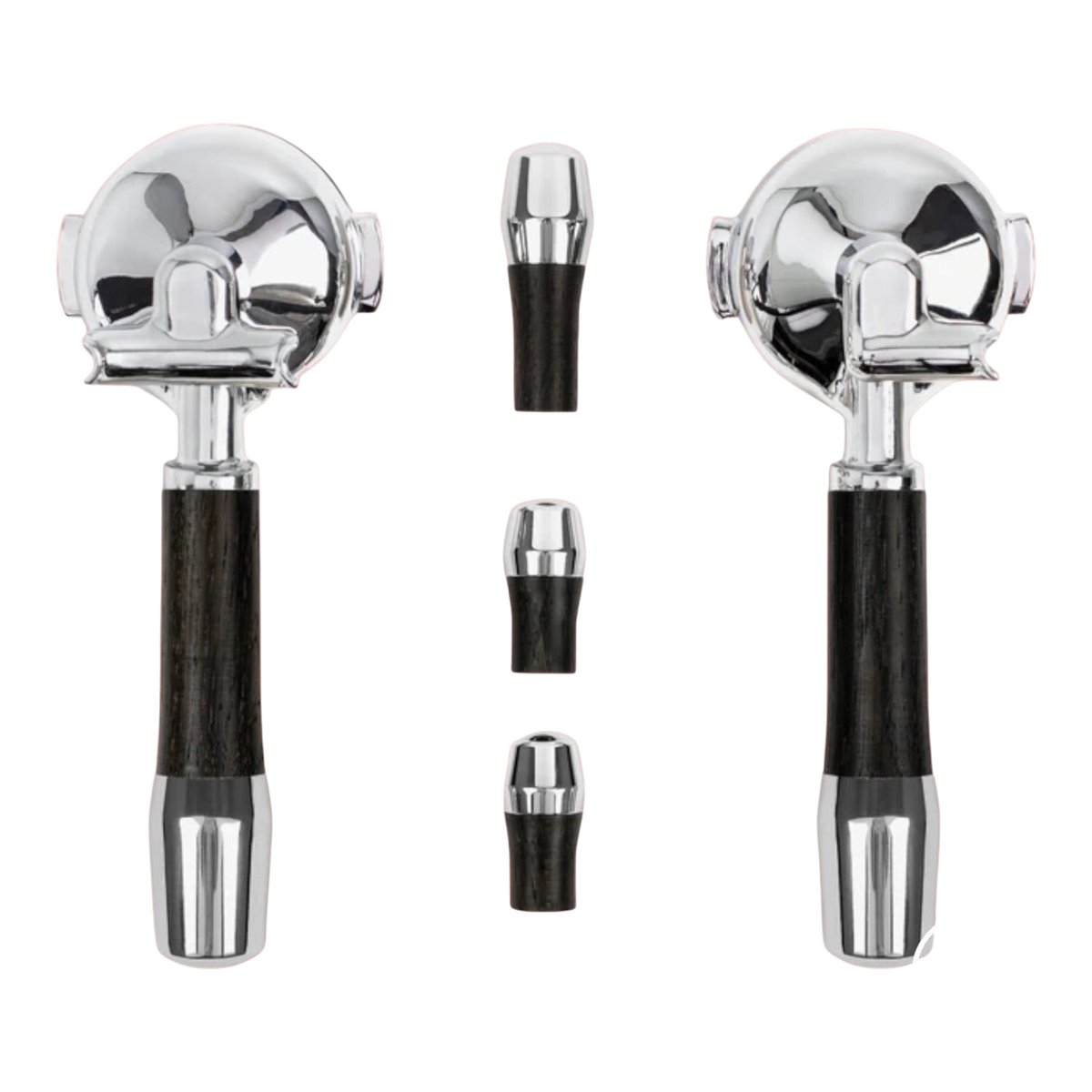 Kaffeekontor Bayern wooden handle and toggle valve set for ECM espresso machines featuring dark wood and chrome