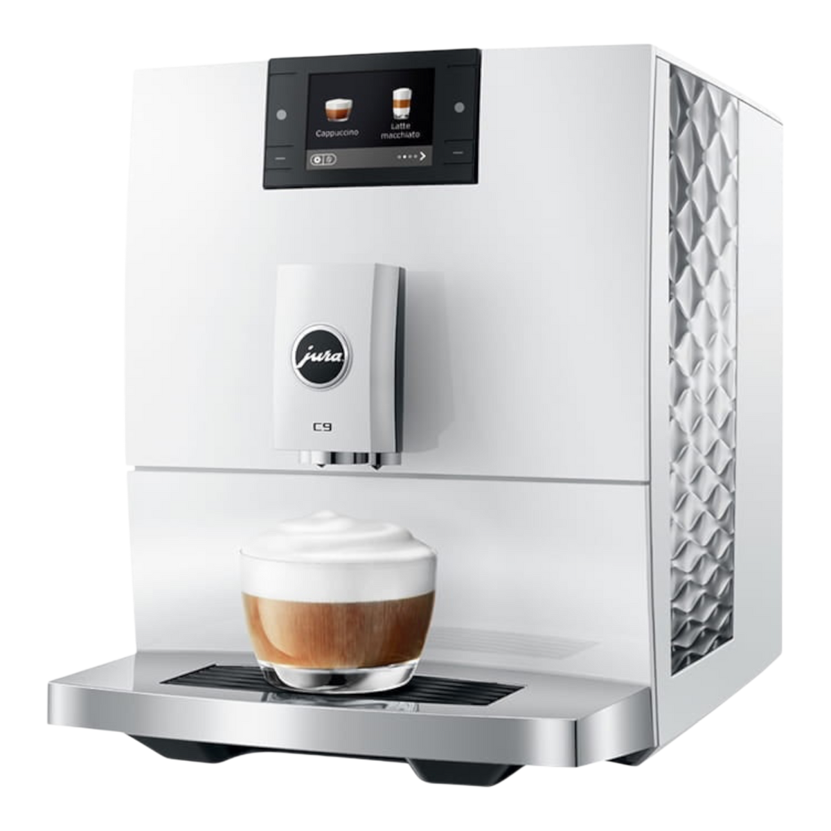Kaffeekontor Bayern JURA C9 white automatic coffee machine with one-touch cappuccino and latte macchiato display