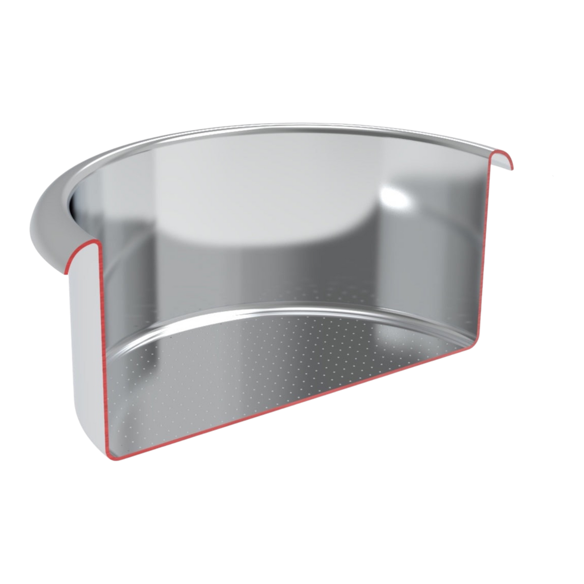 Kaffeekontor Bayern Pesado EP electropolished stainless steel espresso portafilter basket with technical dimensions